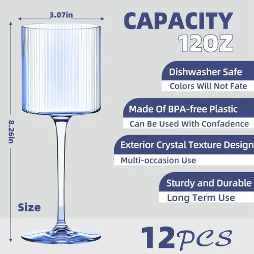 Vista 2 de Copas Cálices de Vino de Plástico – Copas de Vino Acrílicas de 12 onzas Origami Irrompibles Vasos de Cóctel de Plástico Transparente Reciclables