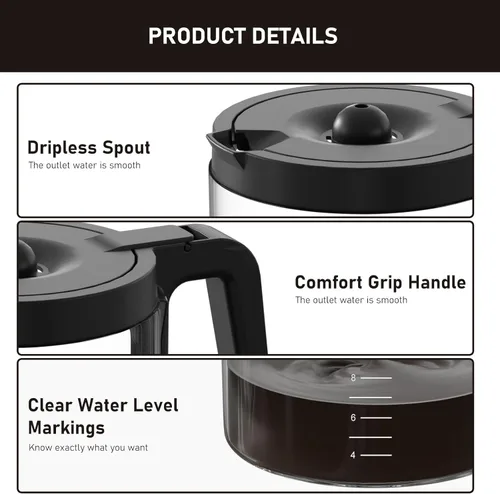 Vista 5 de Repuesto de cafetera de vidrio de 12 tazas compatible con Keurig K-Duo 5100 Single Serve K-Cup Pod & Carafe, no compatible con el modelo K-Duo 5000
