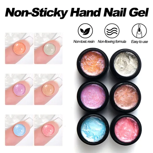 Vista 4 de Gel de uñas sólido constructor, 6 colores no pegajosos para esculpir 3D para arte de uñas, pegamento de extensión de uñas, kit de uñas duras