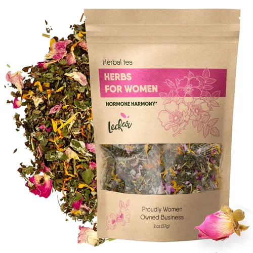 Hierbas crudas para mujer, mezcla de té de hierbas con bálsamo de limón, hoja de frambuesa, caléndula, rosa, hierba de San Juan (té de hierbas)