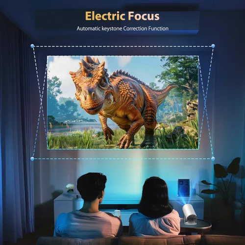 Vista 2 de [Enfoque eléctrico y aplicaciones integradas] Mini proyector con Wifi6 y Bluetooth, proyector de película portátil para exteriores 15000L nativo