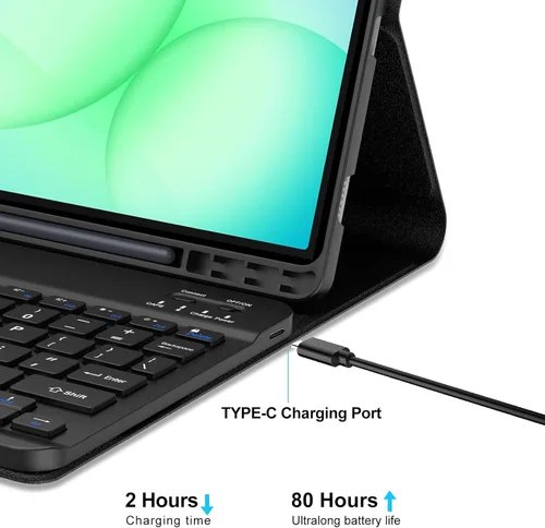 Vista 5 de Funda de teclado para Samsung Galaxy Tab A11 / Tab A9 de 8.7 pulgadas 2025/2023 con soporte para S Pen y teclado inalámbrico magnético desmontable