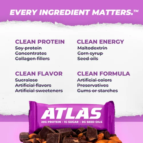 Vista 5 de Atlas Bar - Barra de proteína natural Keto / Paleo / baja en carbohidratos