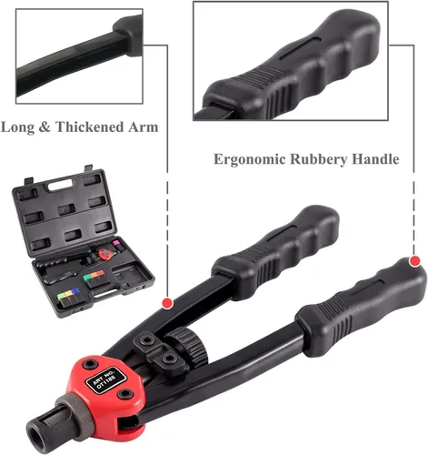 Vista 5 de TR TOOLROCK Kit surtido de 860 tuercas remachadoras SAE y kit de pistola de tuerca remachadora de 13 pulgadas, SAE UNC 6#-32 8#-32 10#-24 14"-20