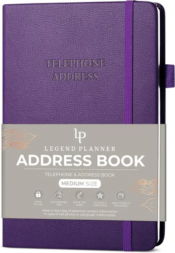 Vista 8 de Libreta de direcciones Legend Planner con pestañas alfabéticas –Libreta de contactos telefónicos para números de teléfono, direcciones, contraseñas