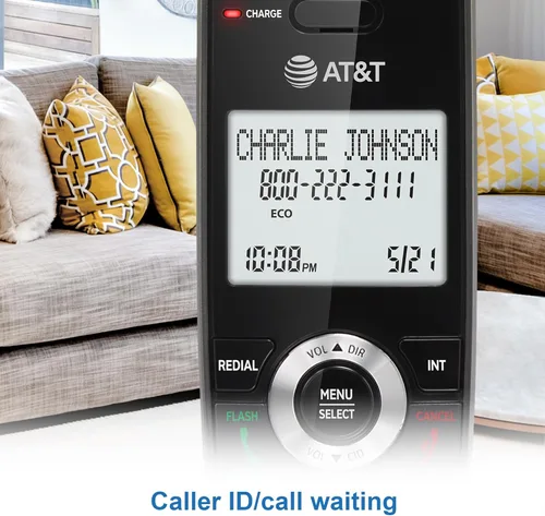 Vista 9 de AT&T GL2101 DECT 6.0 Teléfono doméstico inalámbrico con bloque de llamadas, identificación de llamadas, altavoz de teléfono dúplex completo