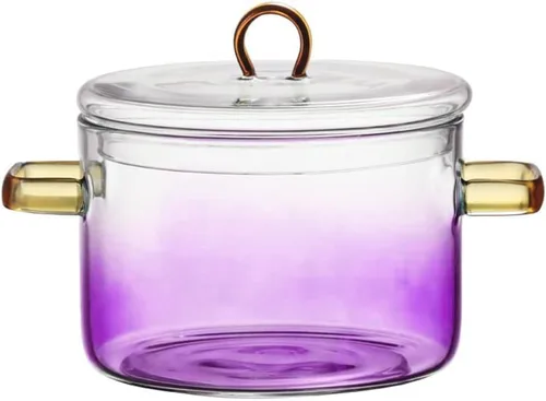 Vista 9 de Cacerola de vidrio – Cacerola de vidrio de 2.3 L/78 onzas, resistente al calor, juego de utensilios de cocina hechos a mano de vidrio