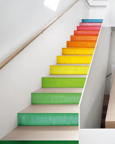 Vista 4 de FLFK Calcomanías para Escaleras - Pegatinas Calcomanías para Escaleras Despegar y Pegar, Arte Arcoíris Pintura al Óleo Calcomanías