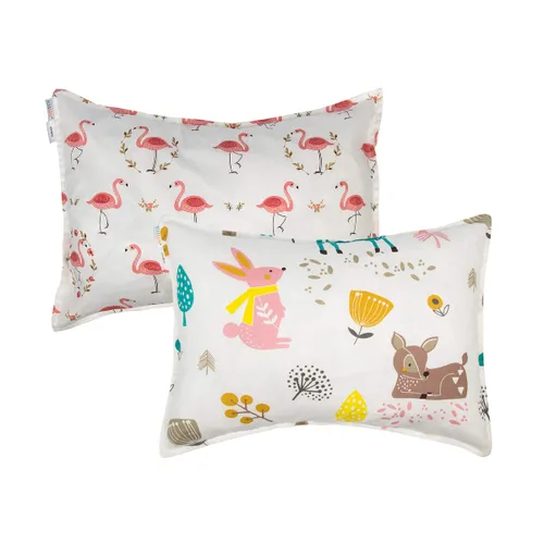 Vista 14 de ALVABABY Paquete de 2 fundas de almohada de algodón orgánico para niños pequeños, fundas de almohada para niños de 13 x 18 pulgadas o 12 x 16
