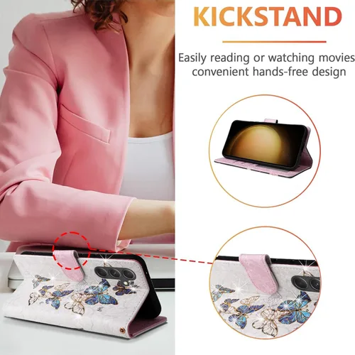 Vista 2 de UEEBAI Funda tipo billetera para Samsung Galaxy A16 4G/5G, cubierta de cuero PU con soporte, bloqueo RFID, funda flip con ranuras para tarjetas