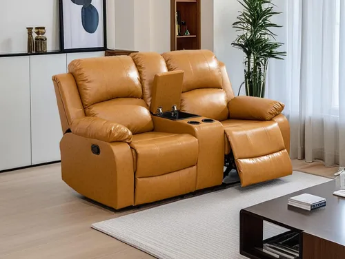 Vista 52 de Juego de sofá reclinable de tela de 2 piezas, juego de muebles de sala de estar, moderno juego de sofá reclinable manual con portavasos/consola