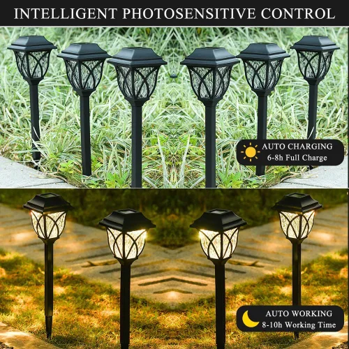 Vista 5 de Solar Pathway Lights Outdoor, 6 Pack, Warm White, IP65 Waterproof & Weather Resistant, Garden Lights for Yard, Patio, Walkway, Landscape