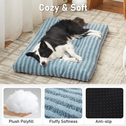 Vista 2 de FURTIME Cama lavable para perros pequeños, camas de lujo para jaulas de perros, cojín cómodo y esponjoso para perrera, alfombrilla antideslizante