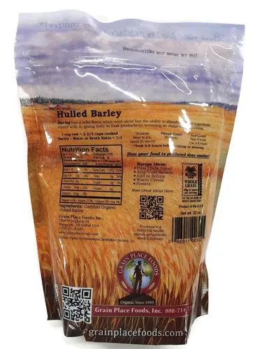 Vista 3 de Cebada descascarada orgánica sin OMG Grain Place Foods, bolsa de 2 libras