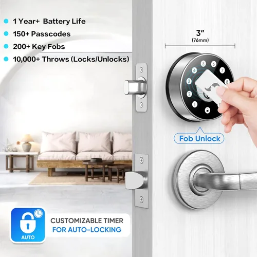 Vista 3 de Cerradura de puerta inteligente sin llave: cerradura digital de puerta de entrada sin llave Sifely para puerta delantera, acceso a código y llavero