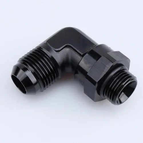 Vista 5 de AC PERFORMANCE Aluminio negro 90 grados -6 AN macho Flare a -4 AN ORB O Ring Puerto Rosca 7/16 x 20 Adaptador de montaje giratorio