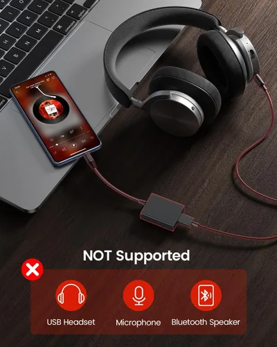 Vista 3 de ANDTOBO Adaptador de USB a Audio Auxiliar, Adaptador de 3.5mm Macho a USB Hembra para Reproducir Música con Unidad Flash en el Coche