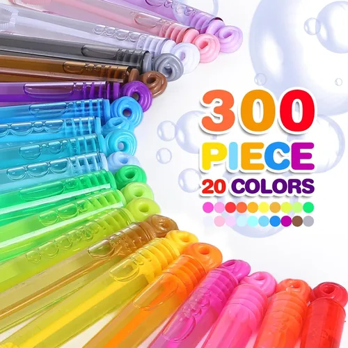 Vista 2 de Juguetes de regalo de fiesta de cumpleaños para niños, surtido de 300 piezas de 20 colores de mini varitas de burbujas, rellenos navideños