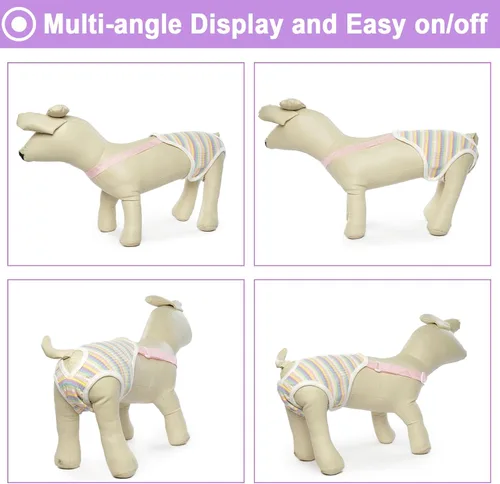 Vista 4 de QBLEEV Pañales para perras, bragas sanitarias lavables con tirantes ajustables, pañales reutilizables para perros machos y hembras en celo, bragas