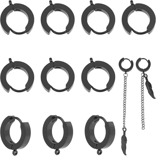 Vista 5 de UNICRAFTALE 12 aretes de aro de acero inoxidable, aretes redondos dorados de 0.59 pulgadas, hipoalergénicos, para hacer joyas de bricolaje
