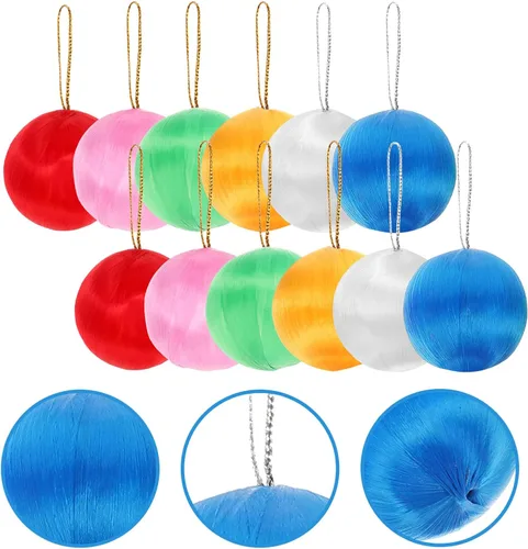 Vista 7 de ABOOFAN 30 bolas de Navidad de satén, adornos de seda para Navidad, inastillables, decoración de esferas colgantes, bolas colgantes inastillables