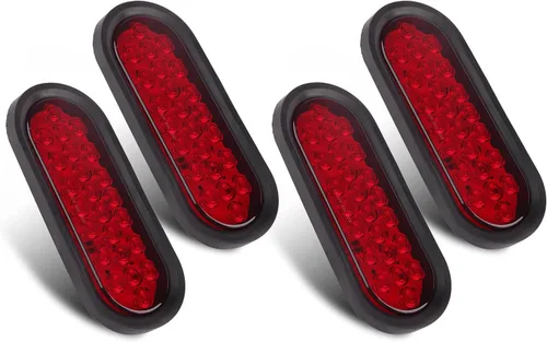 Vista 7 de Konrali 4 piezas de luces traseras LED ovaladas de 6 pulgadas, 24 LED, luces LED ovaladas de 6" para parada, giro, freno y reversa para remolque