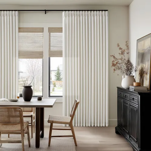 Vista 73 de TWODRAPES Cortinas de Lino Plisadas con Pinza Beige Blancas de 54 Pulgadas de Largo 2 Paneles para Comedor Cocina Dormitorio Plisadas Semi