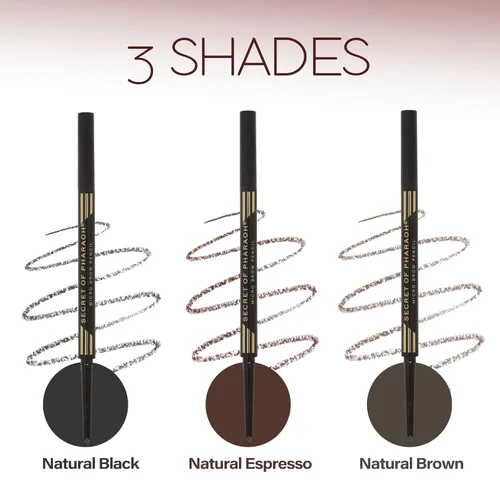 Vista 3 de EBIN NEW YORK Micro Lápiz de cejas negro natural Punta ultrafina para trazos precisos similares al cabello Define las cejas Cepillo suave