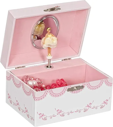 Mele & Co. Since 1912 Cora Original - Zapatillas de ballet bailarina de pelo rubio, bailarina, bailarina, pintadas en blanco, musical, primera caja