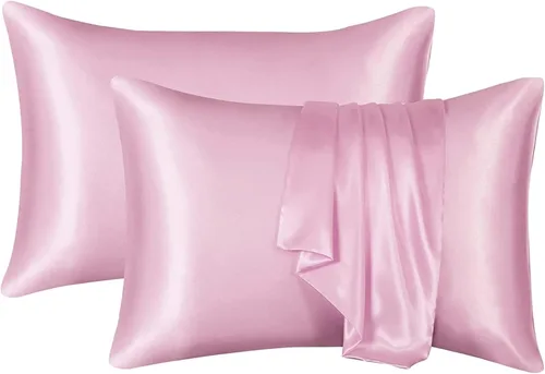 Vista 9 de Ciana Funda de almohada de satén para cabello y piel Queen - Juego de 2 fundas de almohada de seda satinada lujosas y sedosas con cierre de sobre