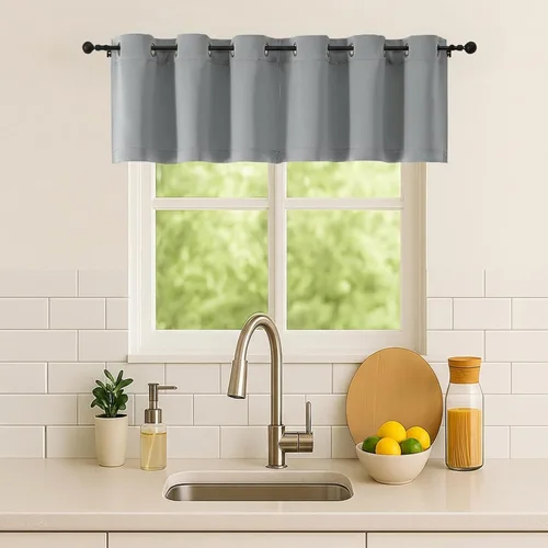 Vista 175 de Simplebrand Juego de 2 paneles de cenefa aguamarina para ventana de cocina de 14 pulgadas de largo, cortinas de oscurecimiento de habitación