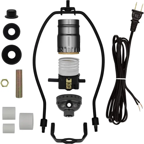 Vista 7 de Creative Hobbies Kit de lámpara para botellas de licor, botellas de vino, incluye todos los adaptadores, enchufe, cable y arpa (antiguo)