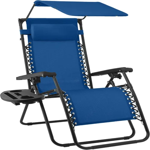 Vista 52 de Best Choice Products Silla reclinable plegable de gravedad cero para exteriores, de patio, para salón al aire libre, con toldo ajustable