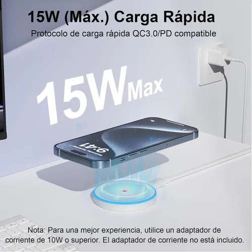 Vista 3 de Mag-Safe Charger 2 Pack 15W Magnetic Wireless Charger Fast Charging Pad Compatible with iPhone 17/16/15/14/13/12 Series & AirPods 3/2/Pro Magnetic