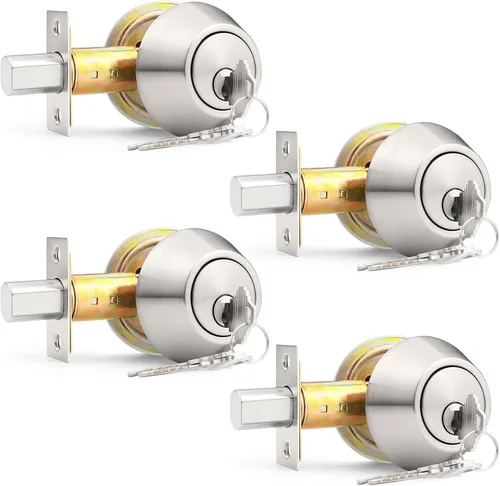 Vista 11 de Probrico Cerrojos de un solo cilindro, color negro plano, conjunto de manijas con llaves de ranura, 3 llaves para hardware de puerta