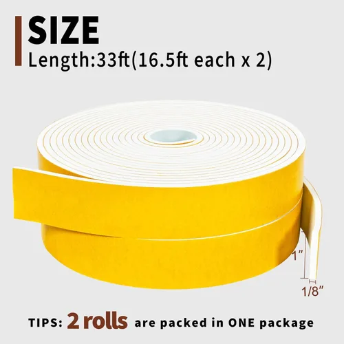 Vista 4 de Yotache Cintas de Sellado de Espuma Blanca 1" X 1/8", Espuma de Celda Cerrada de Alta Densidad Burletes para Aislamiento de Puertas y Ventanas
