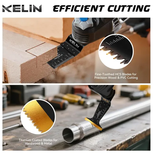 Vista 2 de KELIN 116pcs cuchillas oscilantes de titanio para herramientas, cuchillas