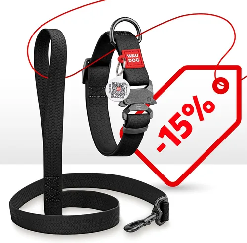 Vista 6 de WAUDOG Collar de Perro Impermeable – Collar Ajustable para Perros Grandes, Pequeños y Medianos – Collares de Perro de Servicio Pesado con Cierre