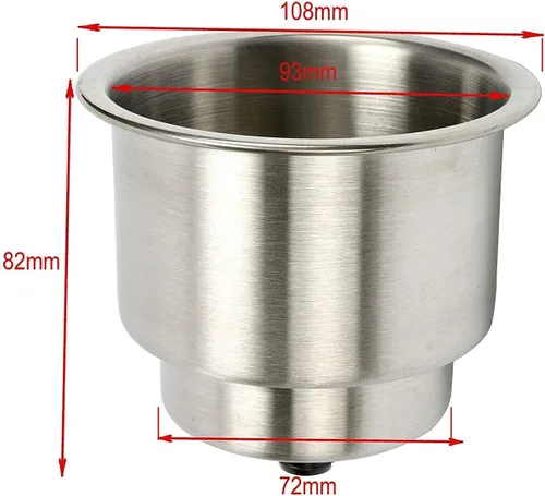 Vista 4 de Amarine Made Soporte para bebidas de acero inoxidable con drenaje Marine Boat Rv Camper (paquete de 12)