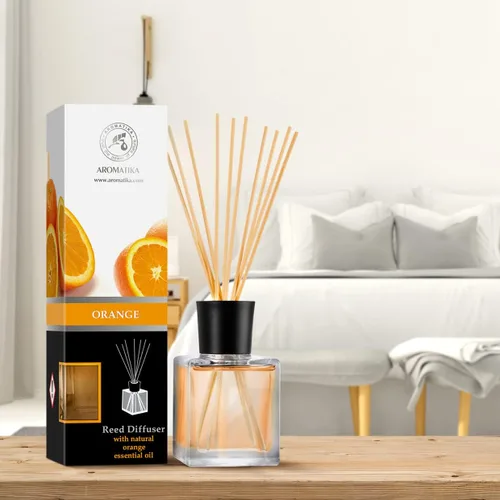 Vista 5 de Difusor naranja de 6.8 onzas líquidas – Fresh Room – Fragancia de larga duración – Difusor perfumado de caña – Set de regalo difusor – Lo mejor