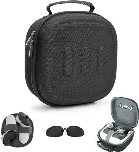 Funda rígida de transporte compatible con Meta Quest 3Quest 2, auriculares para juegos de realidad virtual y controladores táctiles, funda de viaje