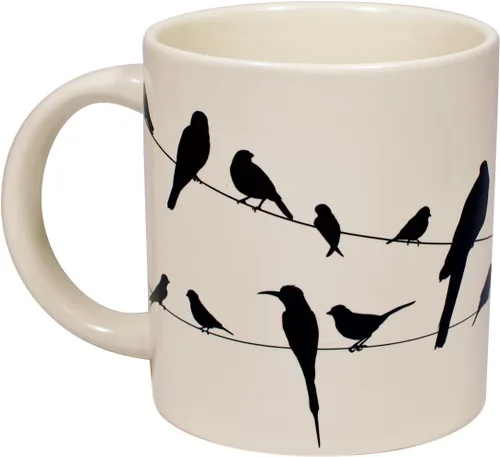 Vista 7 de The Unemployed Philosophers Guild Birds on a Wire Heat Changing Mug - Add Coffee and Colorful Birds Appear, Comes in a Fun Box