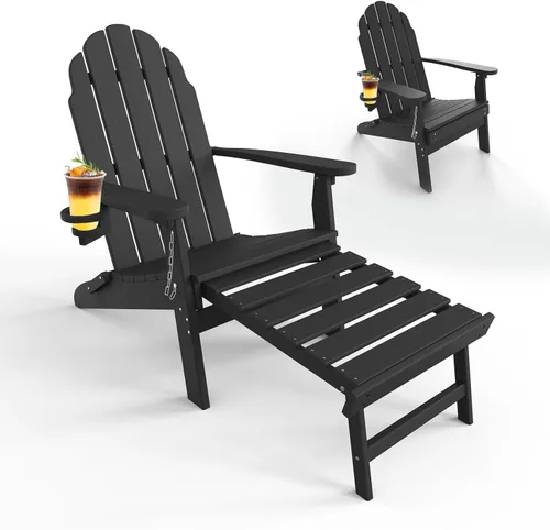 Vista 10 de Silla Adirondack moderna, sillas de patio de plástico HDPE para todo tipo de clima, silla para hoguera, sillas de césped al aire libre para terraza