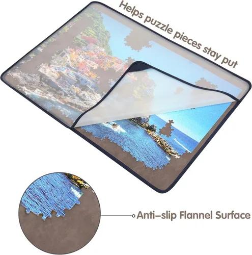 Vista 9 de Tektalk Tablero de rompecabezas portátil con cubierta a prueba de polvo para guardar rompecabezas, superficie antideslizante, hasta 1000 piezas