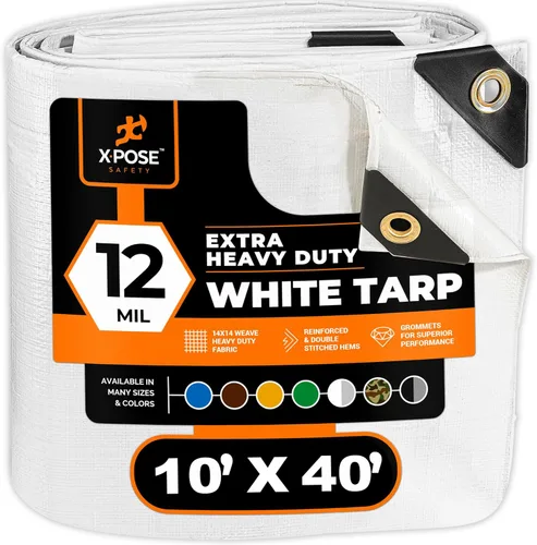 Vista 65 de Xpose Safety Lona protectora de polietileno plateado resistente de 5 x 7 pies - Funda protectora multiusos - Duradera, resistente al agua