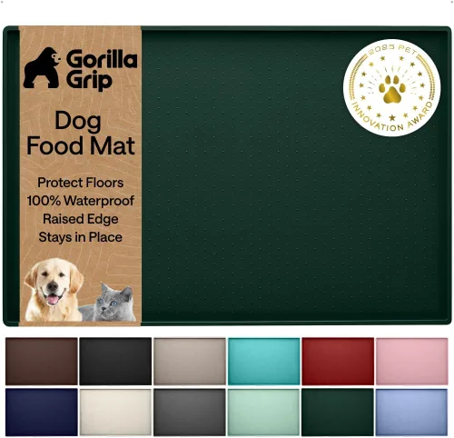 Vista 23 de GORILLA GRIP - Tapete de silicona 100% impermeable con bordes elevados sin BPA para mascotas, tapetes para alimentos de perros y gatos que contienen