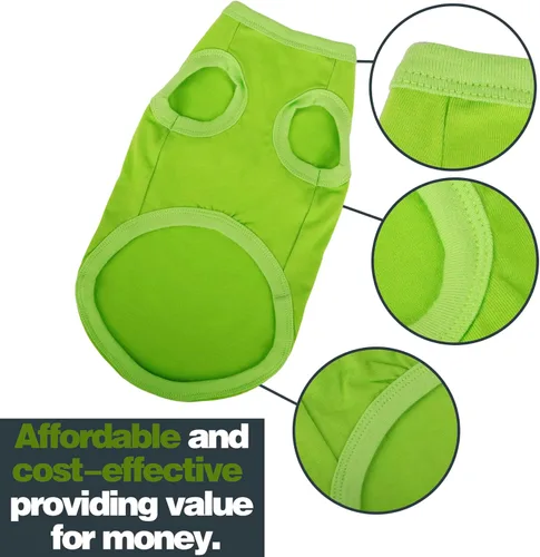 Vista 2 de Paiaite 6 piezas de camisa lisa para perro, camisas sin mangas de algodón para cachorros, ropa transpirable para mascotas, camiseta sin mangas