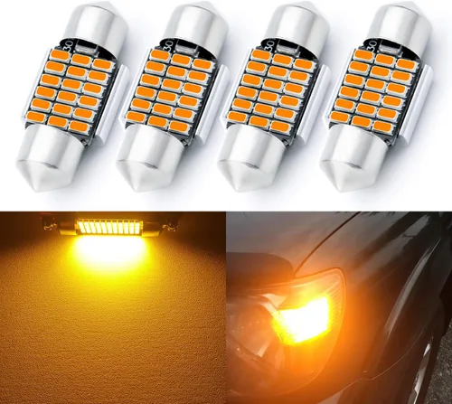 Vista 13 de AUTOGINE 4 unidades DE3022 DE3021 DE3175 3175 3022 bombillas LED Festoon 28mm 29mm 1.1" Ámbar Amarillo 3014 15-EX Chipsets para luces interiores