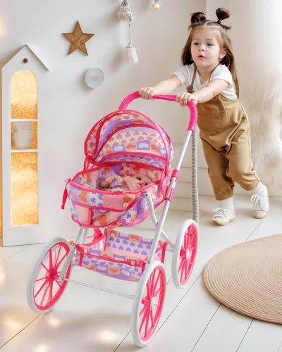 Vista 8 de BABESIDE Juego de 10 cochecitos de muñeca con accesorios para muñecas de alimentación, juguetes de cochecito de muñeca para muñecas de 12 pulgadas