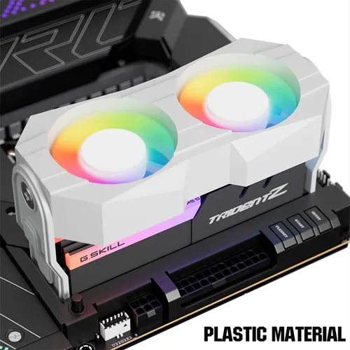 Memoria RAM de computadora Radiador de plástico disipador de calor ram ventilador con doble ventilador giratorio de 2.362 in de PC 4Pin PWM y 5V